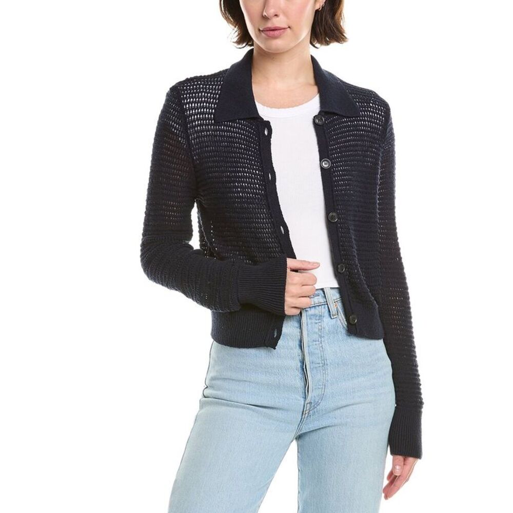 Frame Denim Womens The Shrunken Cardigan, Blue